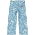 بنطلون بنات دينيم بالشعار باللون الأزرق, 1, hi-res